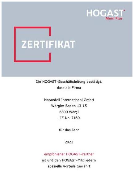 Wir sind "empfohlener HOGAST-Partner" 2022!